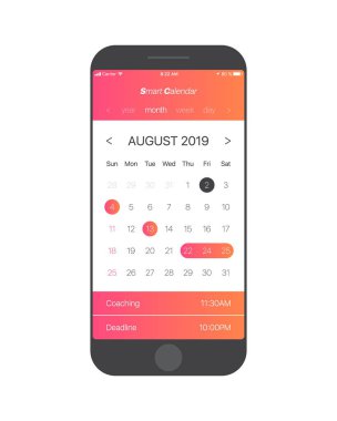Vektör takvim App kullanıcı arabirimi kavramı