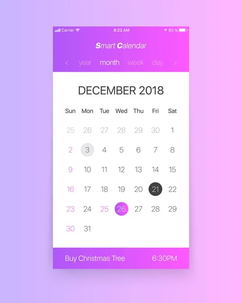 Vector Kalender App Ui Concept — Stockvector