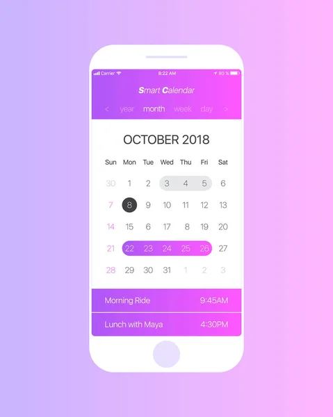 Vector Kalender App Ui Concept — Stockvector