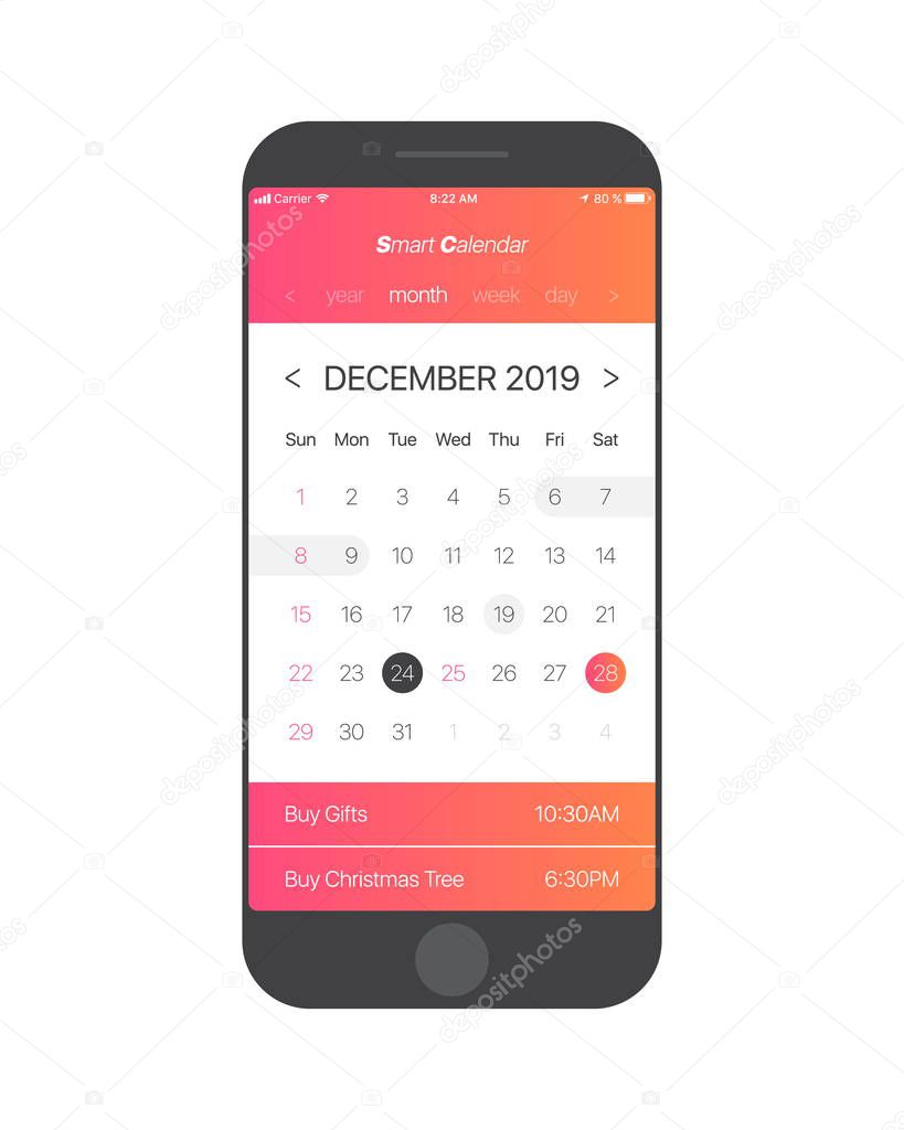 Vector Calendar App UI Concept