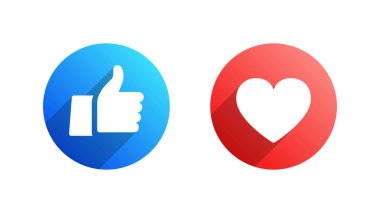 Facebook ve Youtube sosyal ağ gibi ve beyaz arka plan üzerinde izole kalp vektör simgeler. Smm, Ceo, App, UI, Ux, pazarlama, iş, reklam, dijital ağ için tasarım öğeleri