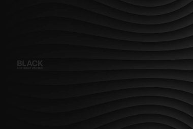 Siyah açık boş ince geometrik soyut vektör arka plan. Monoton yumuşak karanlık hafif dalgalı yüzeyi. 3D sci-Fi fütüristik kavramsal çizimi. Minimalist duvar kağıdı