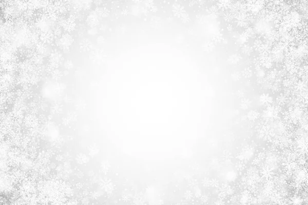 Beyaz Noel Tatil Vektör Gerçekçi Şeffaf Kar Taneleri Gümüş Arka — Stok Vektör