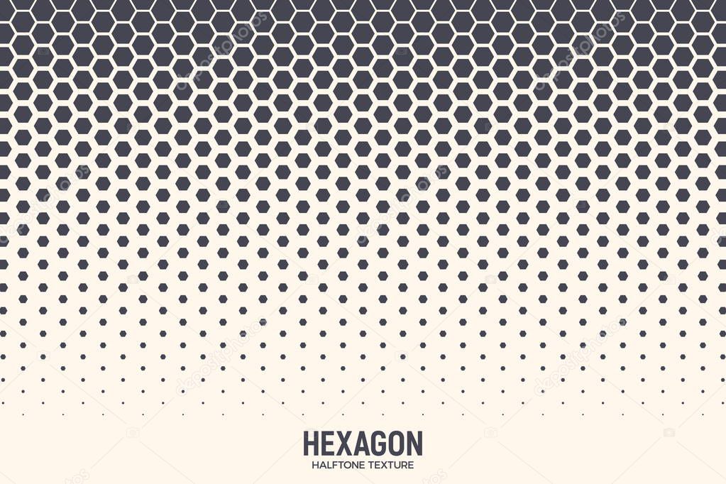 Hexagon Vector Abstract Geometric Technology Background. Halftone Hex Retro Simple Pattern. Minimal Style Dynamic Tech Wallpaper