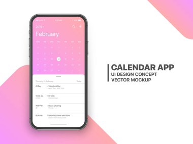 Vektör takvim App kullanıcı arabirimi kavramı