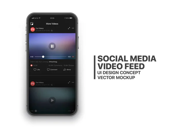 Mobiele sociale Media Video Feed Vector Ui Concept — Stockvector