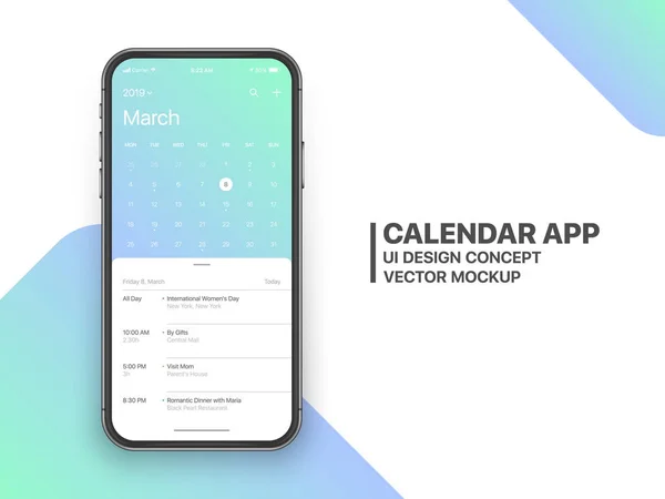 Vector kalender App Ui koncept — Stock vektor