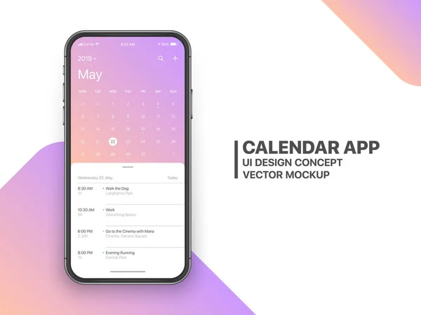 Vector Kalender App Ui Concept — Stockvector