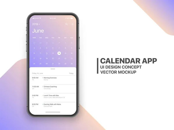 Vector Kalender App Ui Concept — Stockvector