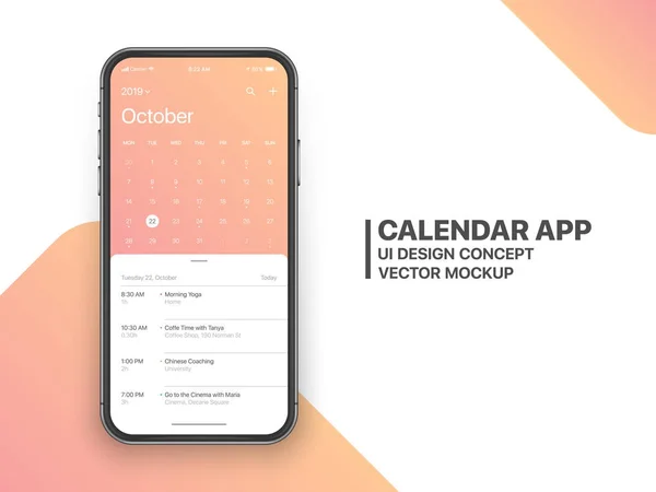 Vector Kalender App Ui Concept — Stockvector