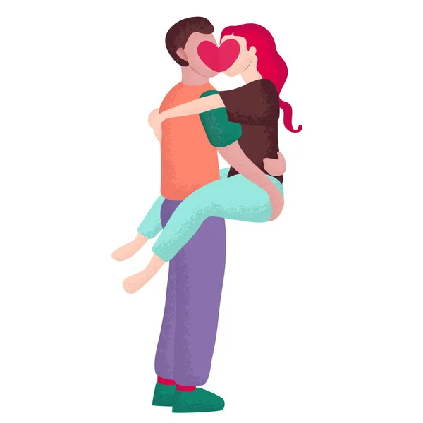 Fidanzato baci suo fidanzata vettoriale illustrazione — Vettoriale Stock