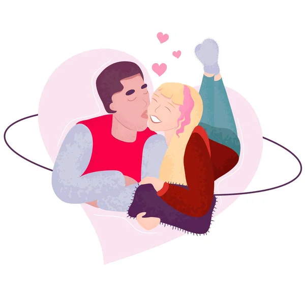 Νεαρό ζευγάρι στην αγάπη διανυσματικά εικονογράφηση — Διανυσματικό Αρχείο