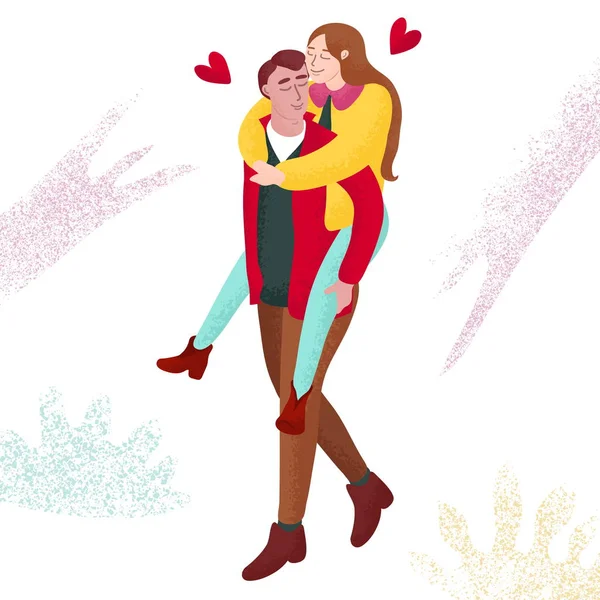 Jeune couple amoureux illustration vectorielle — Image vectorielle