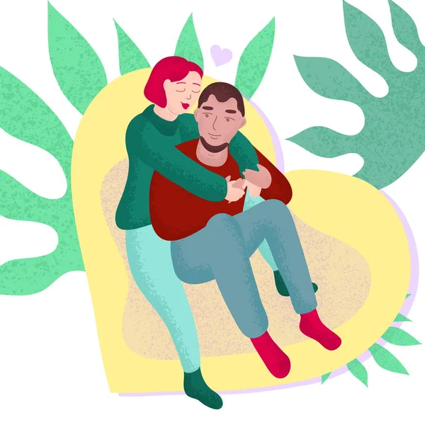 Jeune couple amoureux illustration vectorielle — Image vectorielle