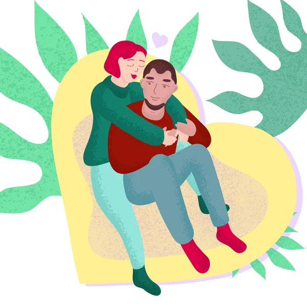 Pareja joven en el amor vector ilustración — Archivo Imágenes Vectoriales