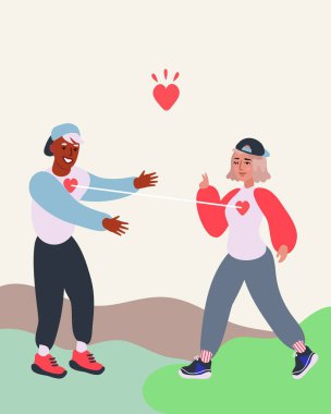 Aşık genç çift illüstrasyon vektör