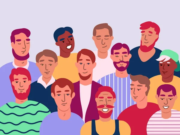 Grupo de homens plana Vector Ilustração —  Vetores de Stock