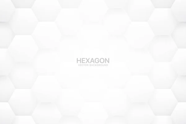 3D Vector Tech Hex White Abstract Background — Stock Vector