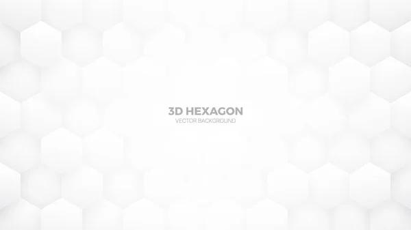 Vector blanco 3D patrón hexágono fondo abstracto — Archivo Imágenes Vectoriales