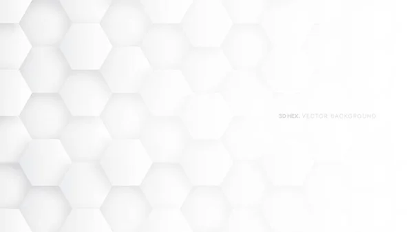 Blanco 3D Vector Hexágono Tecnología Resumen Fondo — Vector de stock
