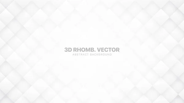 3D Vector Rhombus Grid White Abstract Background — Stock Vector