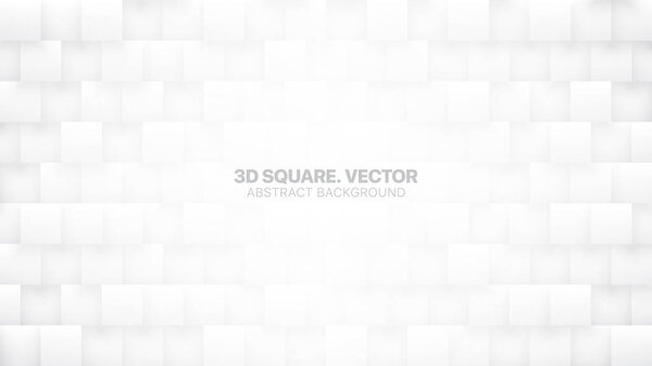 3D Vector Square Blocks White Abstract Background