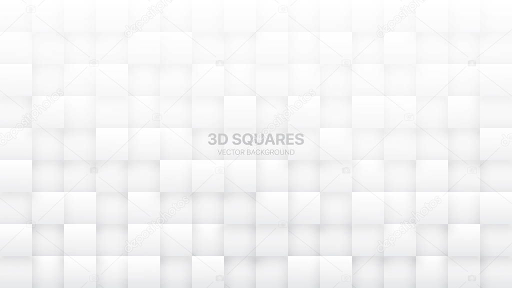 3D Vector Squares White Abstract Background