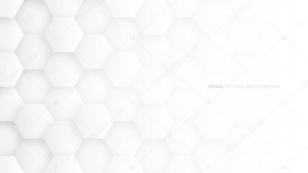 White 3D Vector Hexagon Technology Abstract Background