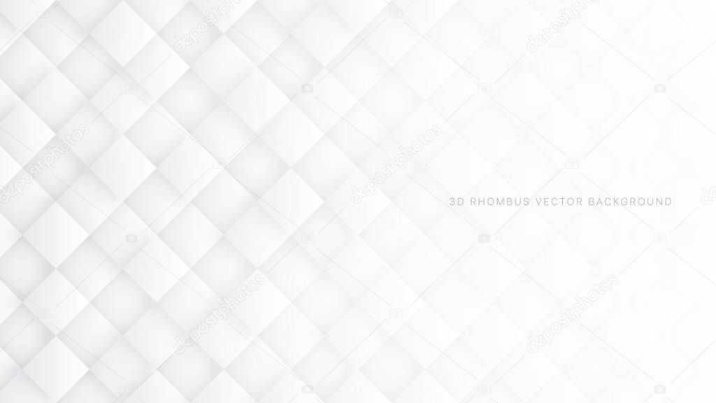 3D Vector Rhombus White Abstract Background