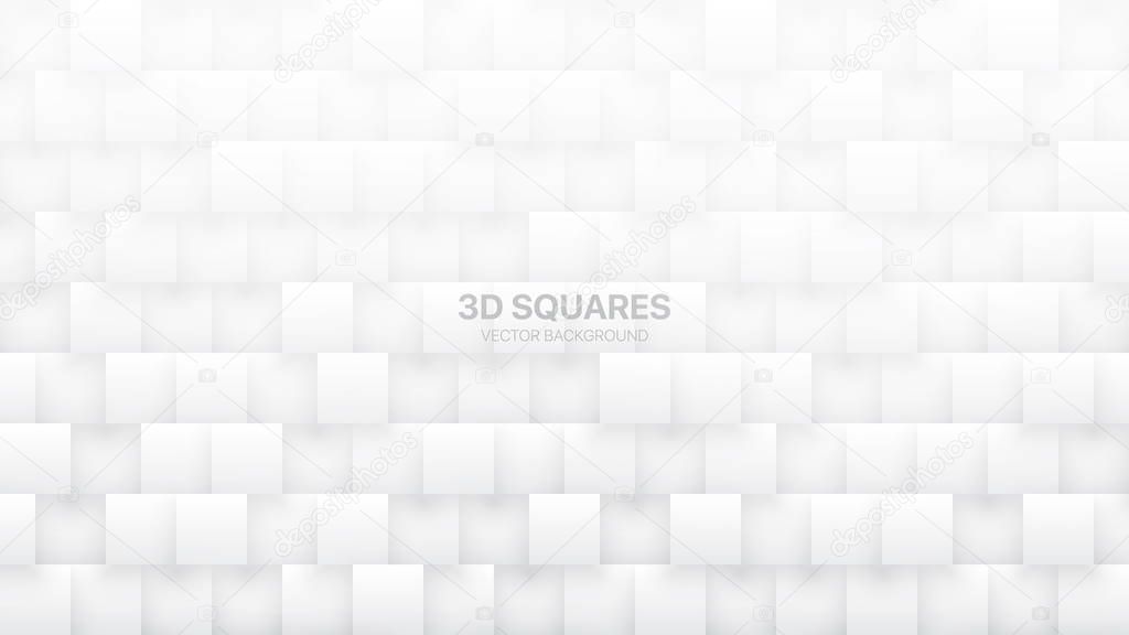 3D Vector Squares Tech White Abstract Background