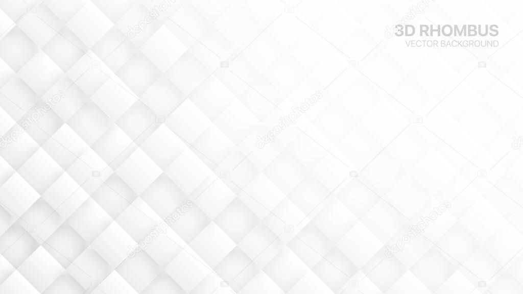 3D Vector Rhombus Tech Abstract White Background