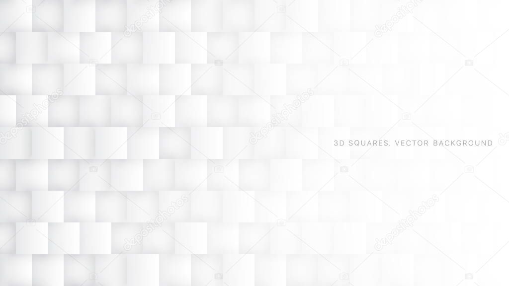 White 3D Vector Squares Light Abstract Background