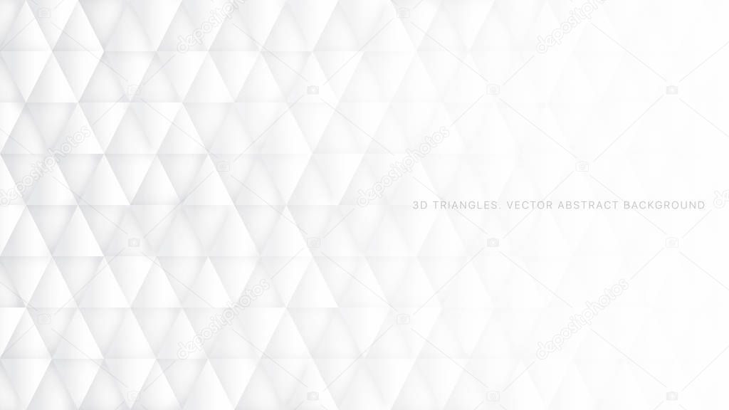 Conceptual 3D Vector Triangles Technologic White Abstract Background