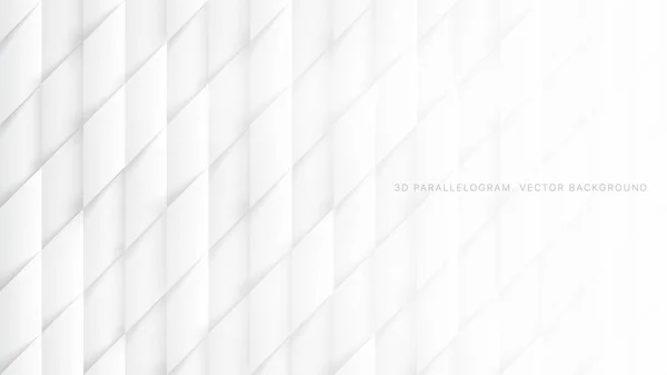 3D-Vektor-Parallelogramme Muster weißer abstrakter Hintergrund — Stockvektor