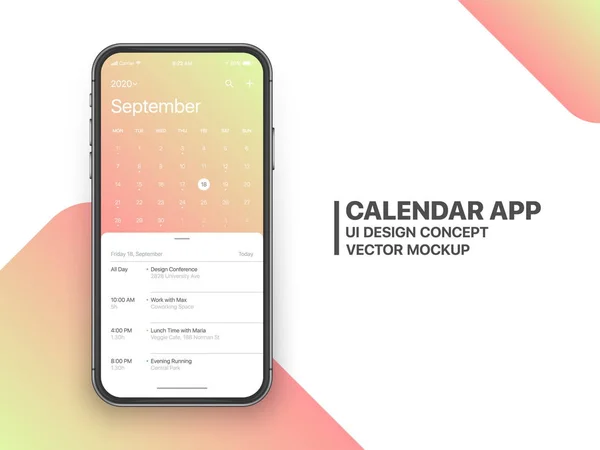 Vector ontwerp Kalender App UI UX concept — Stockvector