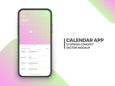 Vektör Tasarım Takvim App Ui Ux Kavramı