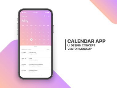 Vektör Tasarım Takvim App Ui Ux Kavramı