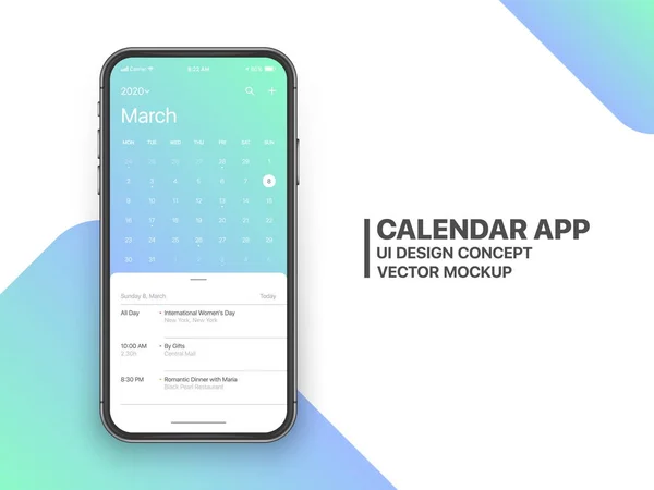 Wektor projekt kalendarz app UI UX koncepcja — Wektor stockowy