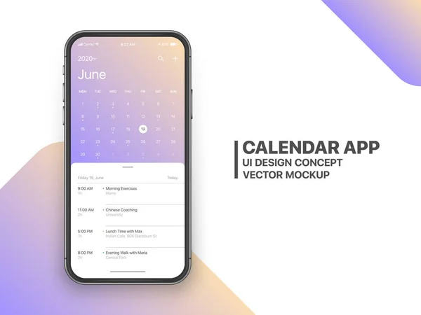 Vektor design kalender app UI UX koncept — Stock vektor