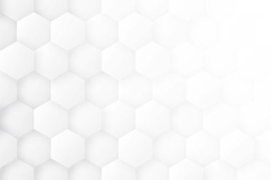 3B Altıgen Bloklar Yapısı Beyaz Asgari Soyut Arkaplan