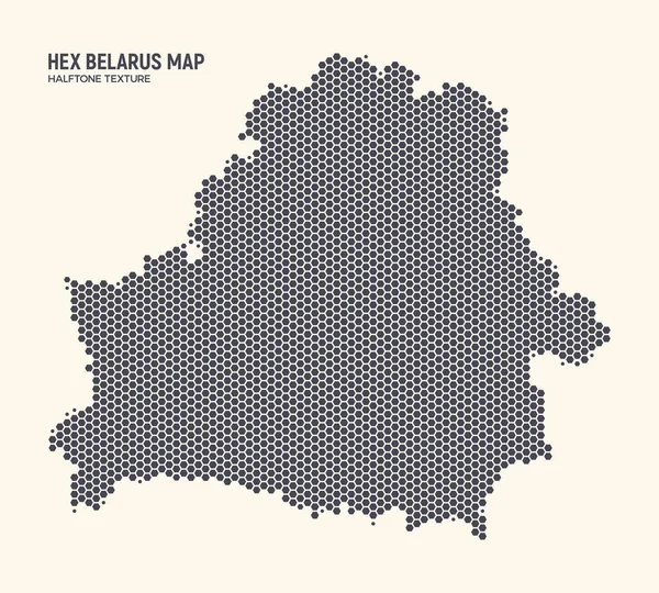 Hexagonal Halftone Design Belarus Mapa Vector — Vetor de Stock