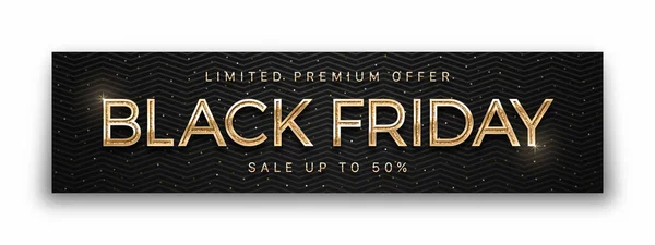 Black Friday Sale Elegant Luxury 3D Vector Banner Modern Golden Typographic Design Template — Stock Vector