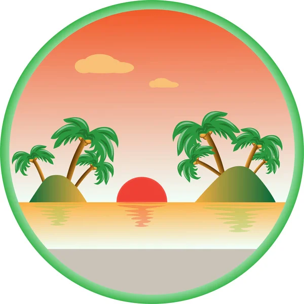 Pin Szikrázó Naplemente Délután Beach — Stock Vector