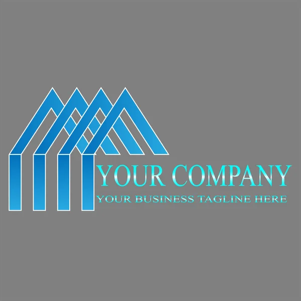 Düz Mavi Anahat Emlak Logo Vektör — Stok Vektör