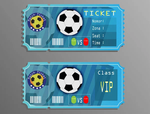 Football ticket template design. Coupon for soccer sporting event. Vector flat style cartoon illustration on gray background