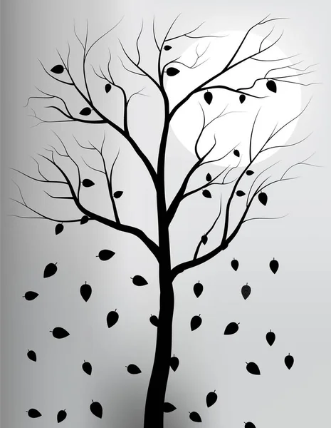 Силуэт Дерева Фоне Лунного Света — стоковый вектор