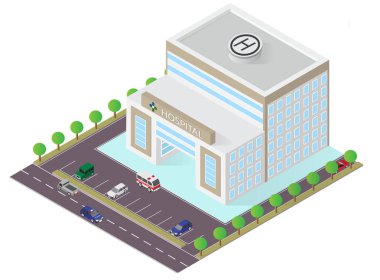 izometrik hastane Binası vektör 