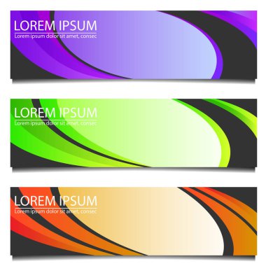 modern yatay Web sitesi Banner ile renkli kümesi