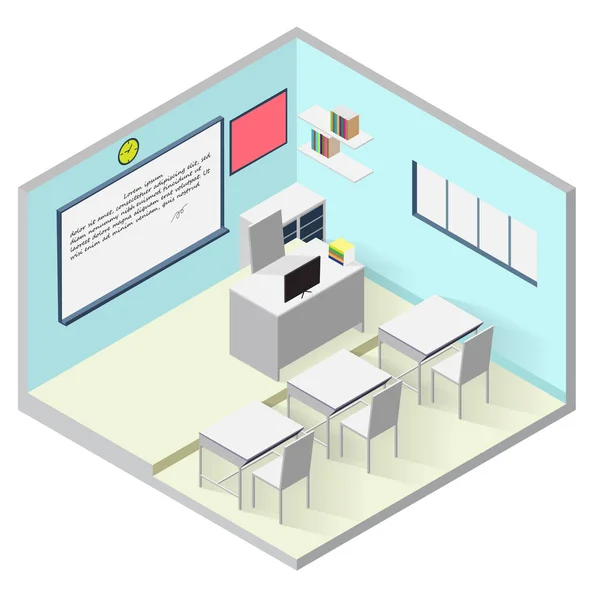 Isometrisches Symbol im Klassenzimmer — Stockvektor