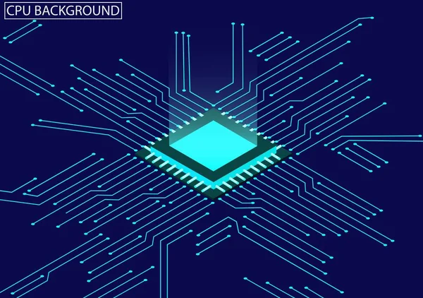 CPU chip ve devre kartı izometrik arka plan
